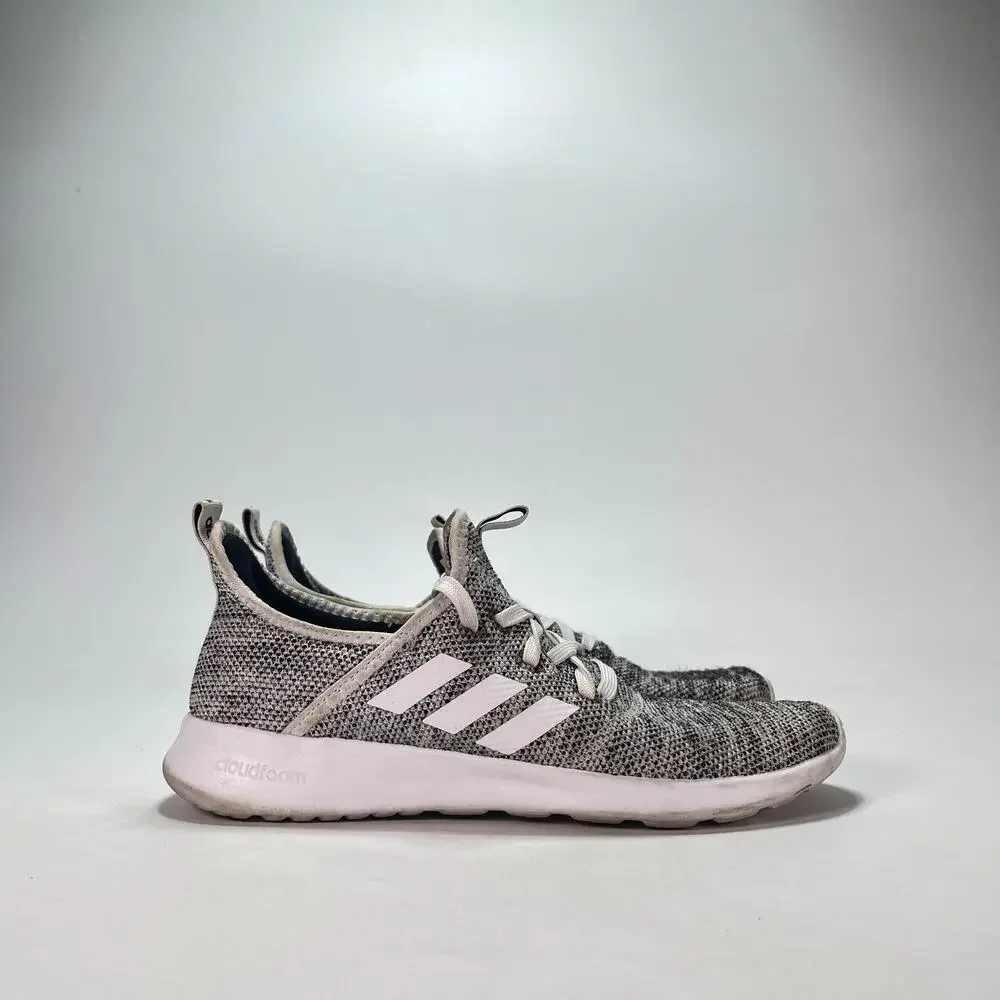 adidas Cloudfoam Pure Grey White Athletic Running Shoes DB0695 Women's Size 8.5